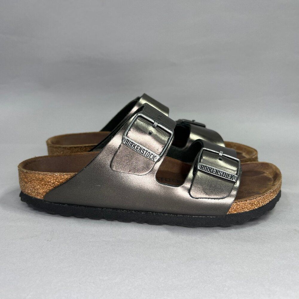 Birkenstock Arizona Sandals Womens Size 6.5 Bronze Leather Birko-Flor Flip Flops